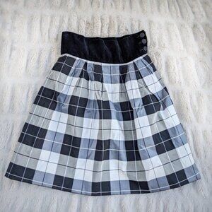 MADE IN ITALY VINTAGE 90s Taffeta Plaid Velvet Waist Full Skirt/Miniskirt sz. 4